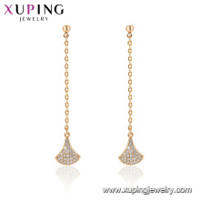 96865 Xuping Mode Gold plattiert Quaste Drop Stein Ohrring für Frauen